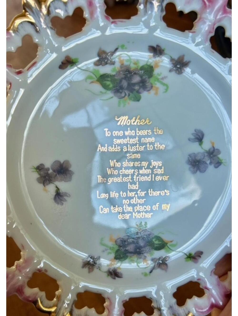 Vintage Goebel Porcelain Decorative Plate with Mother's Poem